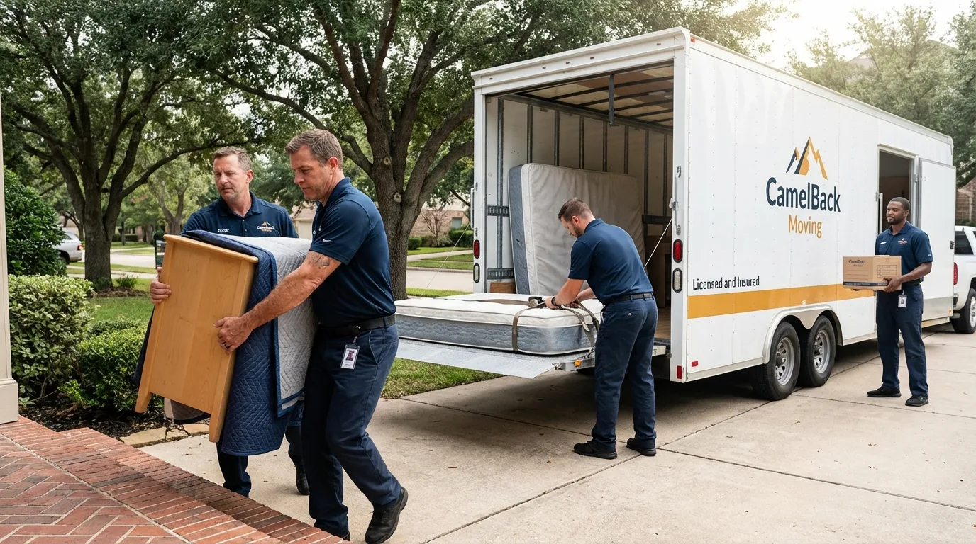 Crew loading residential truck for cross-state move from Lebanon, NH