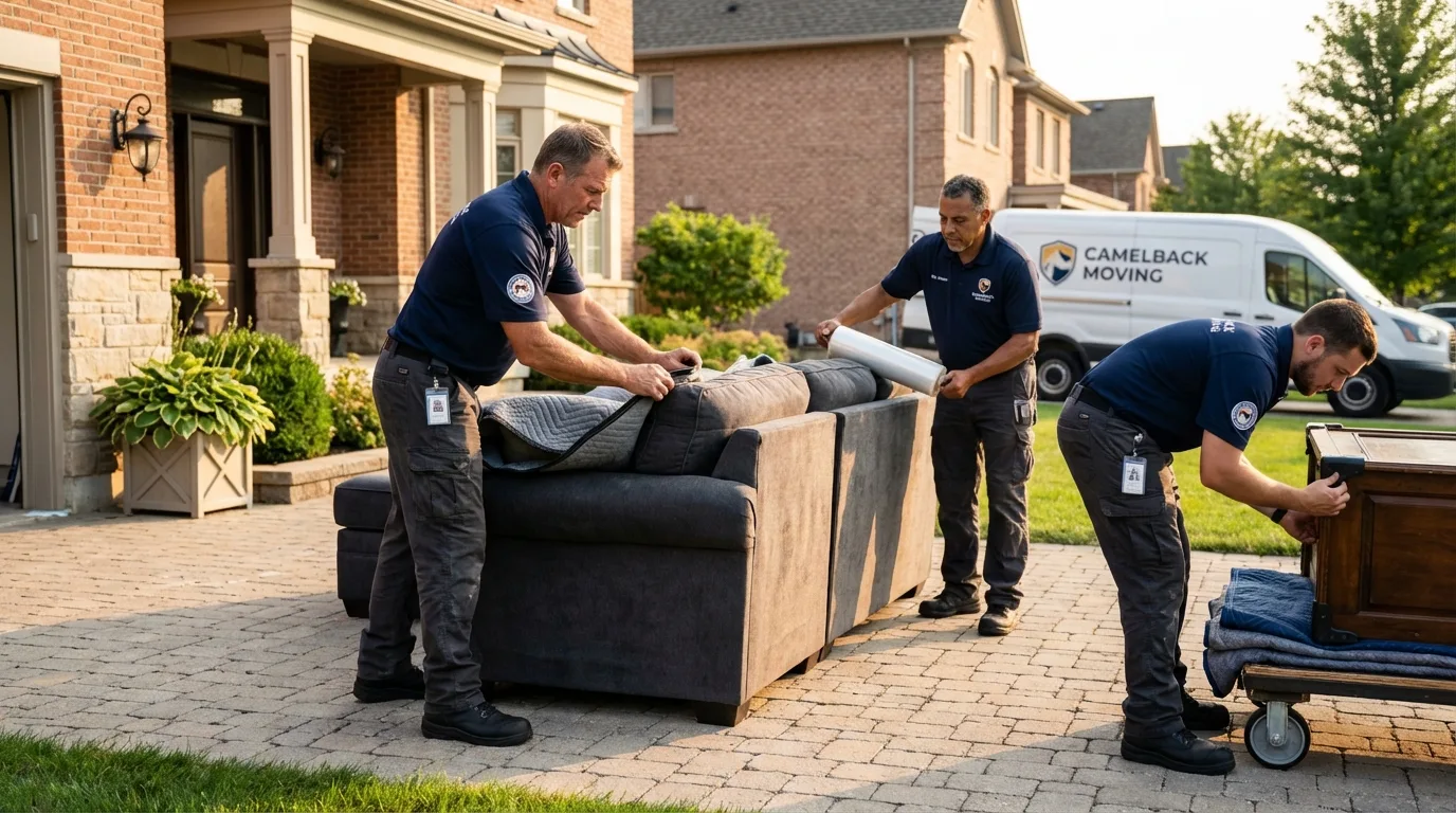 Large estate moving crew wrapping furniture in Lebanon, NH